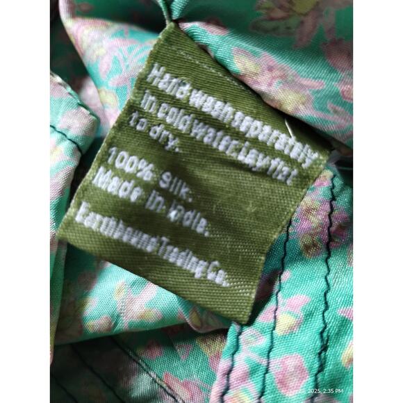 Y2k Vintage Urban Nomad Womens S/M 100%Silk Wrap Dress Cottagecore Patchwork - Picture 11 of 11